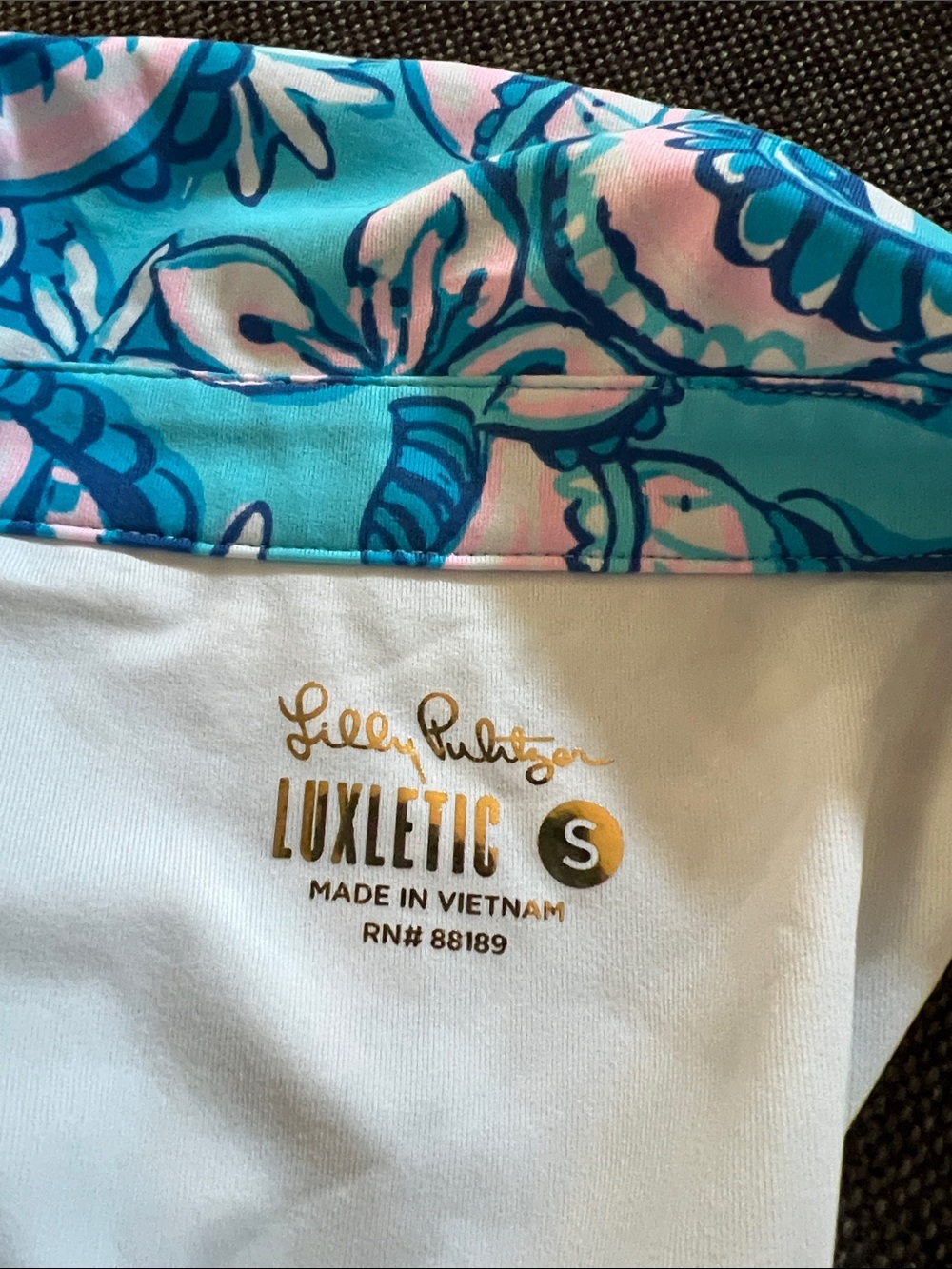 Lilly Pulitzer UPF 50 Luxletic Lakelyn Bra Polo Top Amalfi Blue Sound The Sirens - Picture 2 of 3